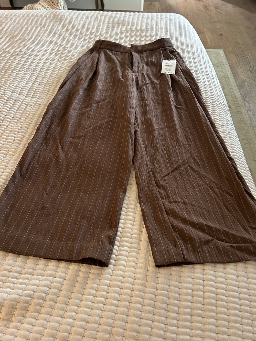 ZARA Brown Pinstripe Women's Trousers